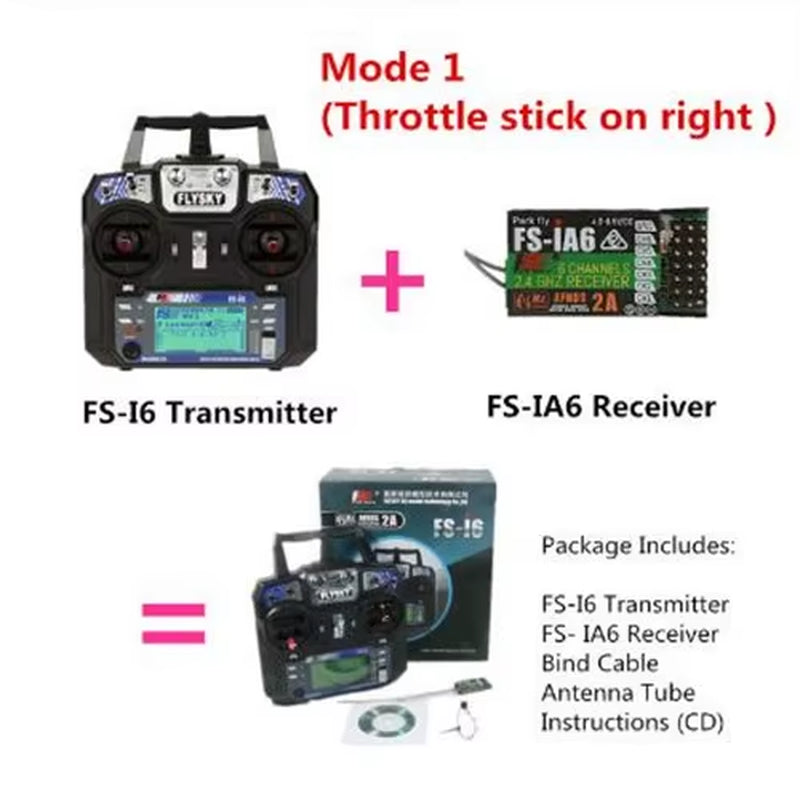 Newest Flysky Fs-I6 FS I6 2.4G 6Ch RC Transmitter Controller Fs-Ia6 Receiver for RC Helicopter Plane Quadcopter Glider