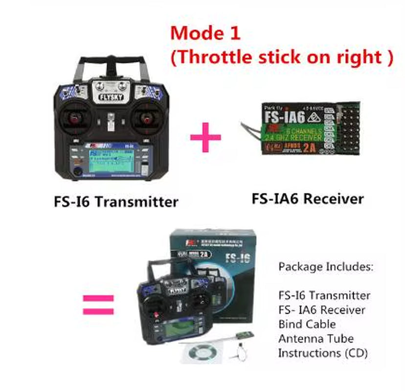 Newest Flysky Fs-I6 FS I6 2.4G 6Ch RC Transmitter Controller Fs-Ia6 Receiver for RC Helicopter Plane Quadcopter Glider