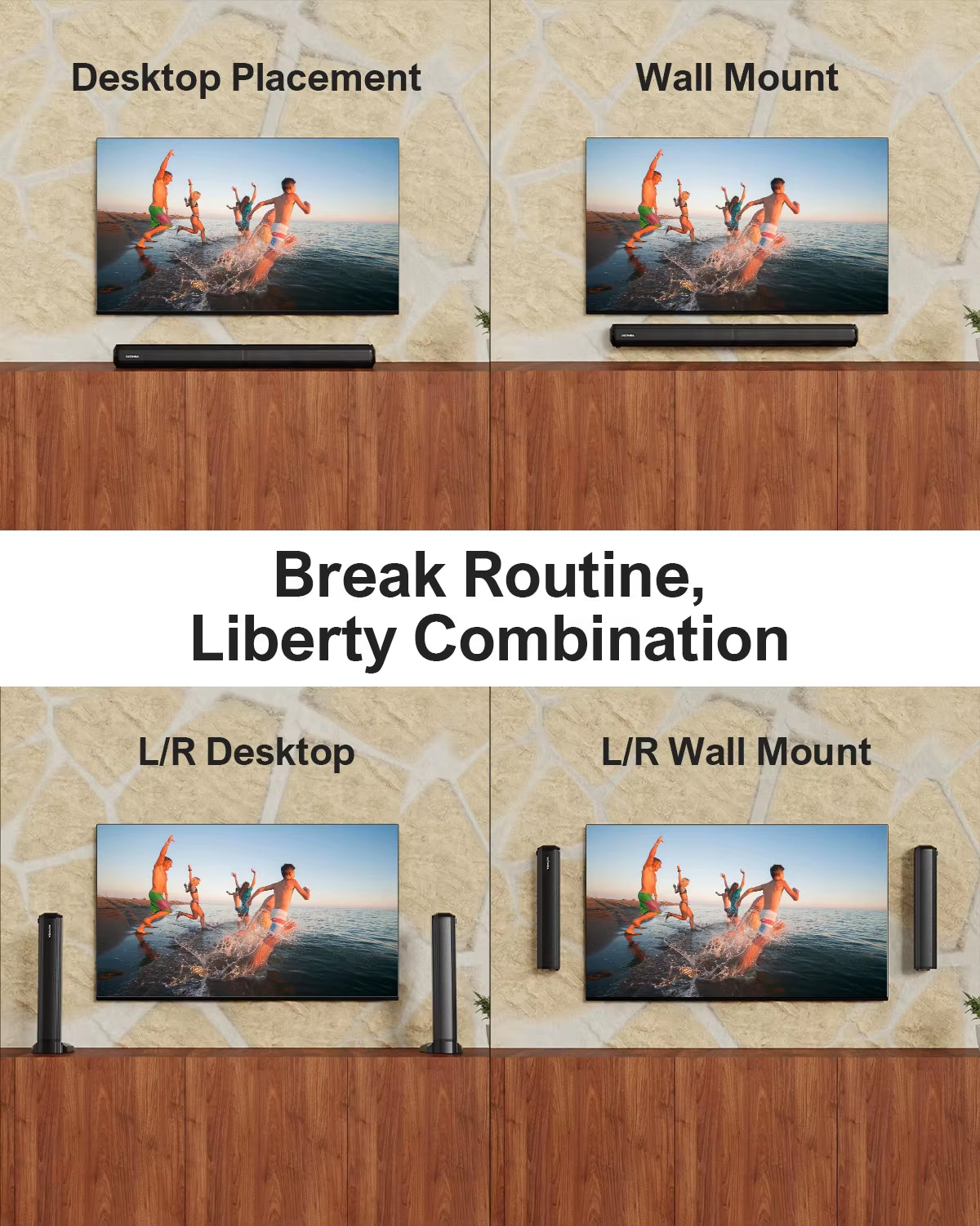 100W 2.2Ch TV Sound Bar, 2-In-1 Detachable Bluetooth Soundbar for TV, Bass Adjustable, 3 EQ Modes, Apollo S40 Series