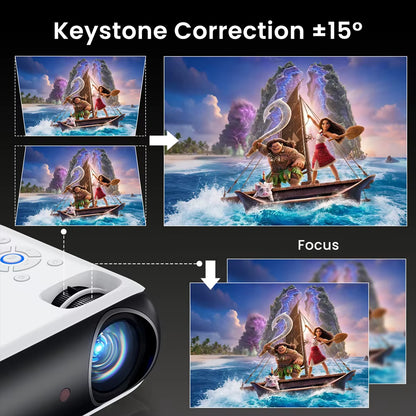 Native 1080P Bluetooth Projector, Full HD Portable Outdoor Movie Projector with Built-In Speaker, with HDMI, USB, AV
