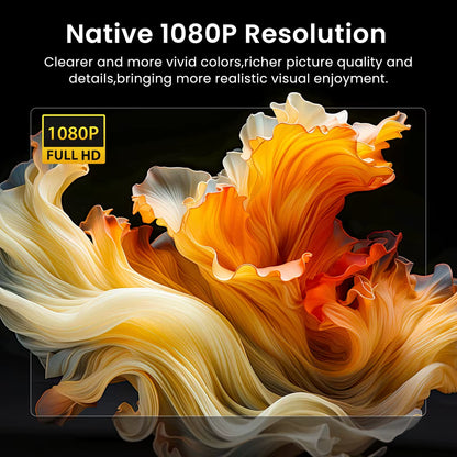 Native 1080P Bluetooth Projector, Full HD Portable Outdoor Movie Projector with Built-In Speaker, with HDMI, USB, AV