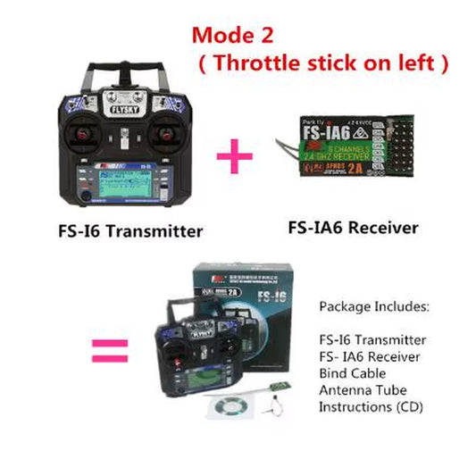 Newest Flysky Fs-I6 FS I6 2.4G 6Ch RC Transmitter Controller Fs-Ia6 Receiver for RC Helicopter Plane Quadcopter Glider